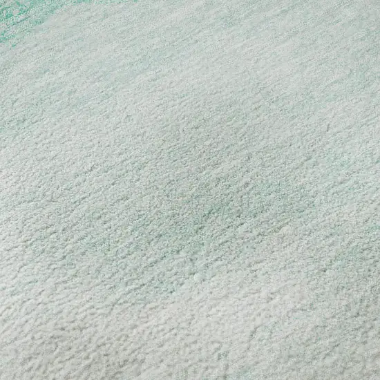 Aqua And Ivory Geometric Washable Area Rug With UV Protection Photo 9