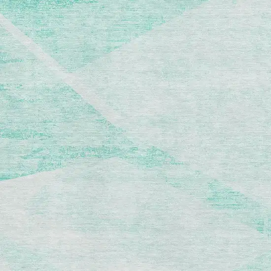 Aqua And Ivory Geometric Washable Area Rug With UV Protection Photo 3