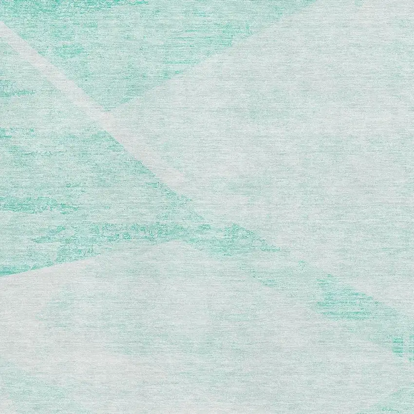 Aqua And Ivory Geometric Washable Area Rug With UV Protection Photo 3