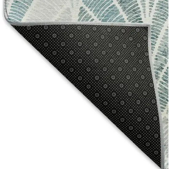 Aqua And Ivory Geometric Washable Area Rug With UV Protection Photo 7