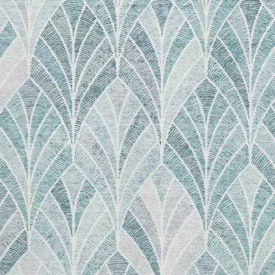 Aqua And Ivory Geometric Washable Area Rug With UV Protection Photo 3
