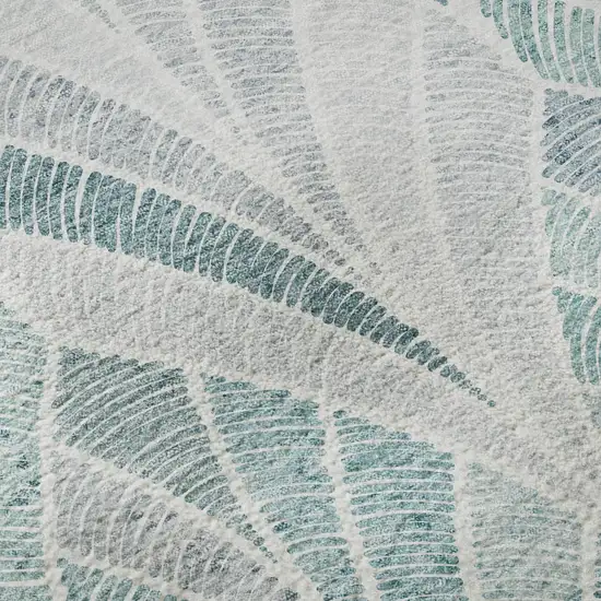 Aqua And Ivory Geometric Washable Area Rug With UV Protection Photo 7