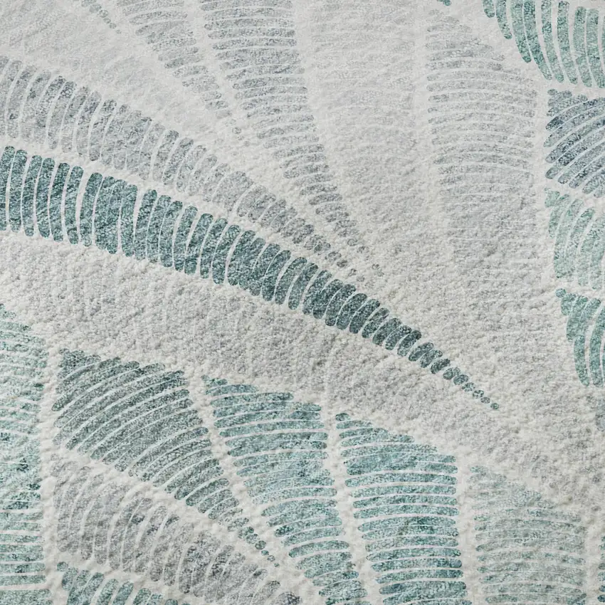 Aqua And Ivory Geometric Washable Area Rug With UV Protection Photo 7