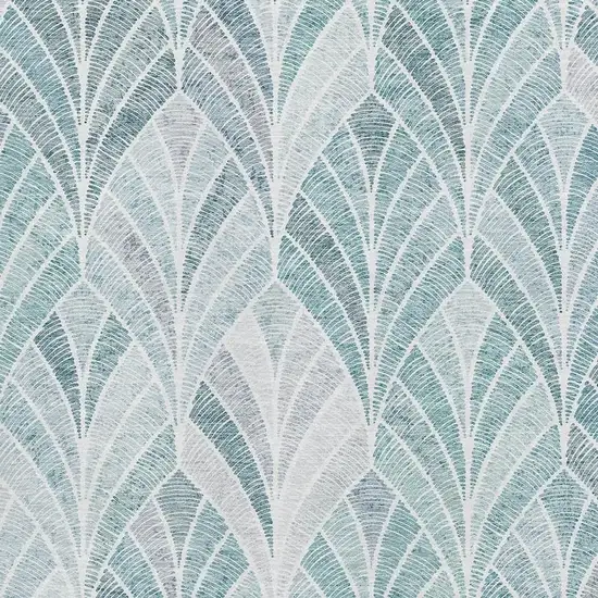 Aqua And Ivory Geometric Washable Area Rug With UV Protection Photo 3