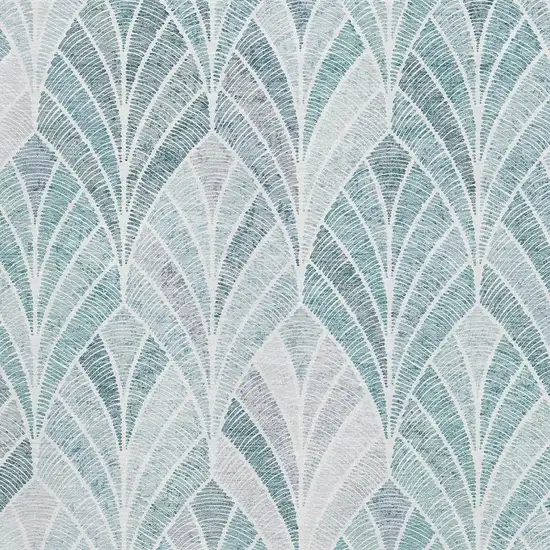 Aqua And Ivory Geometric Washable Area Rug With UV Protection Photo 3