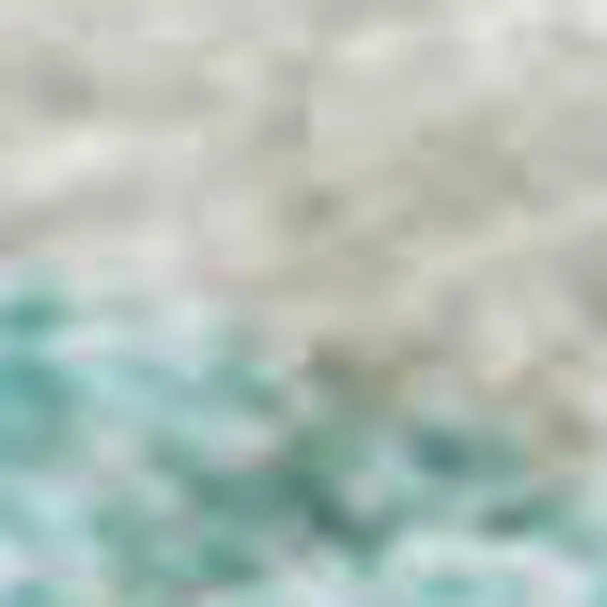 Aqua And Ivory Geometric Washable Area Rug With UV Protection Photo 2