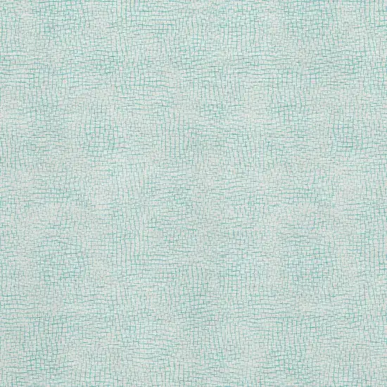 Aqua And Ivory Geometric Washable Area Rug With UV Protection Photo 2