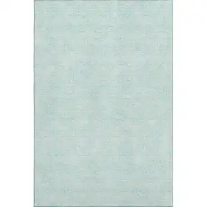Photo of Aqua And Ivory Geometric Washable Area Rug With UV Protection