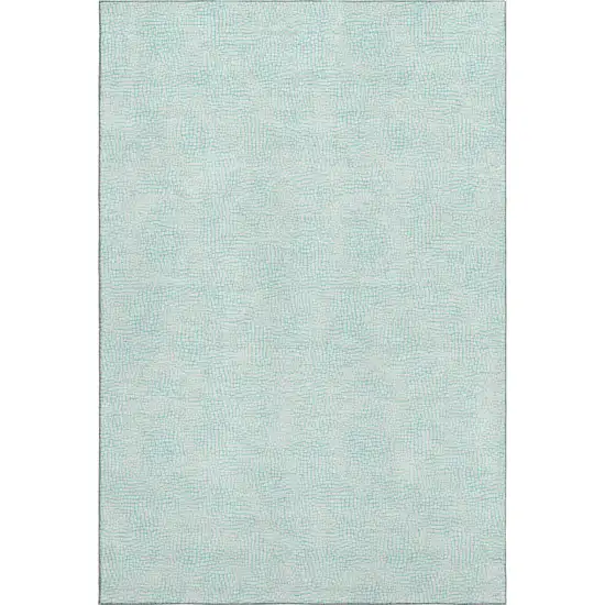 Aqua And Ivory Geometric Washable Area Rug With UV Protection Photo 1