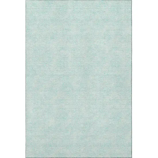 Aqua And Ivory Geometric Washable Area Rug With UV Protection Photo 3