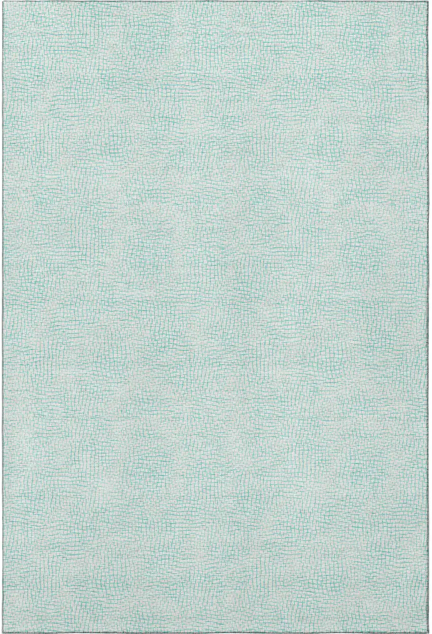 Aqua And Ivory Geometric Washable Area Rug With UV Protection Photo 3