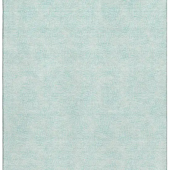 Aqua And Ivory Geometric Washable Area Rug With UV Protection Photo 2