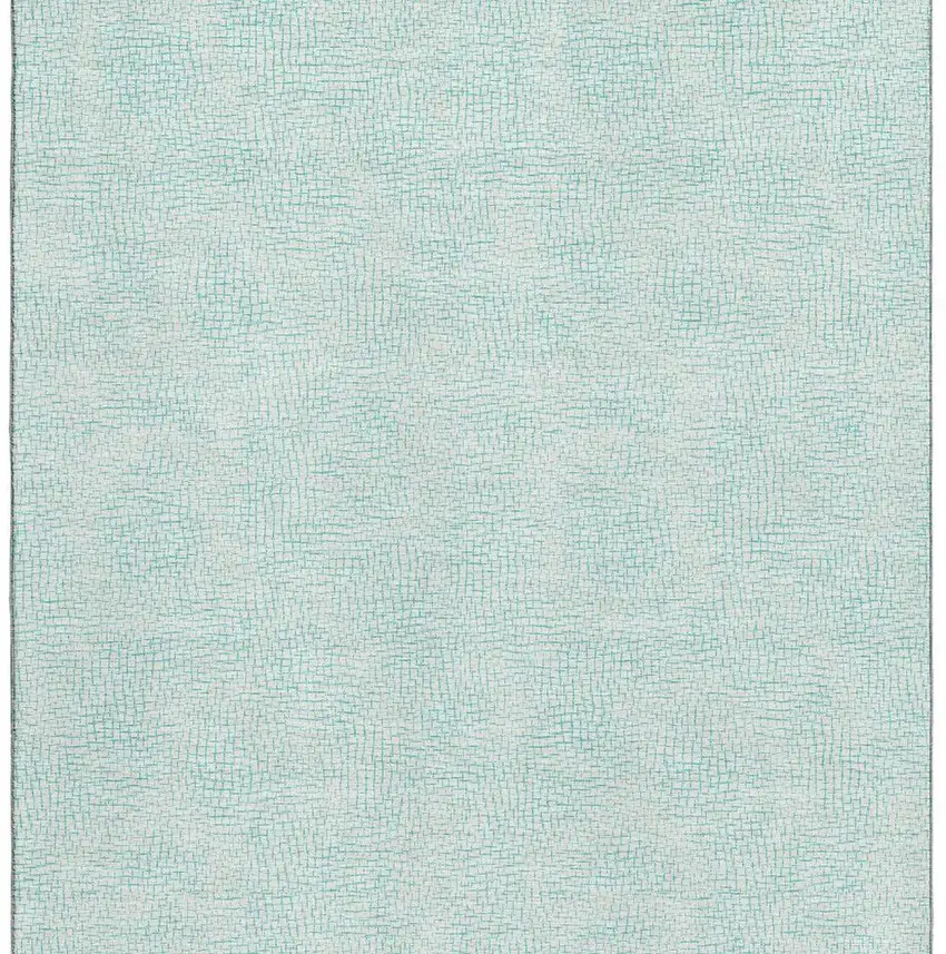Aqua And Ivory Geometric Washable Area Rug With UV Protection Photo 2