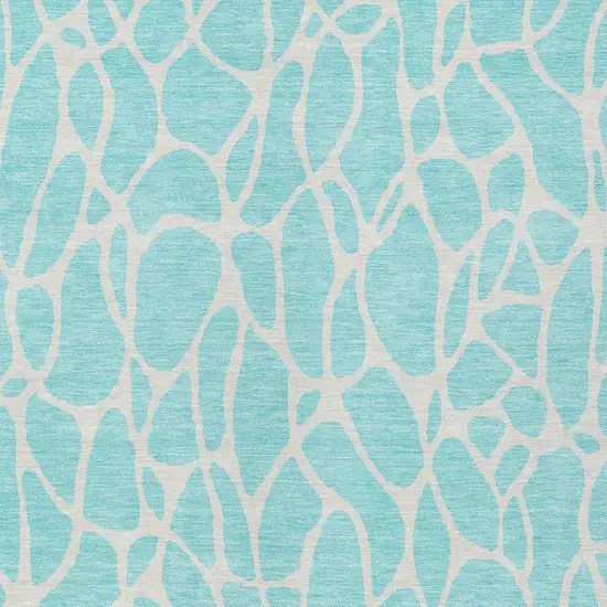 Aqua And Ivory Geometric Washable Indoor Outdoor Area Rug Photo 6