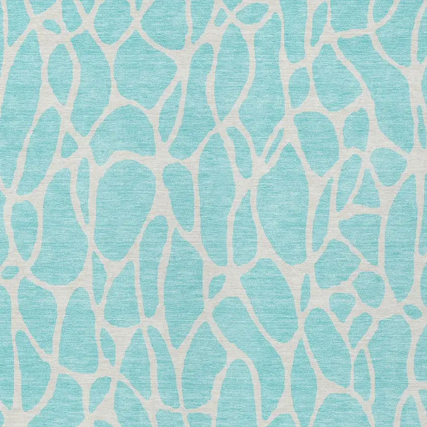 Aqua And Ivory Geometric Washable Indoor Outdoor Area Rug Photo 6