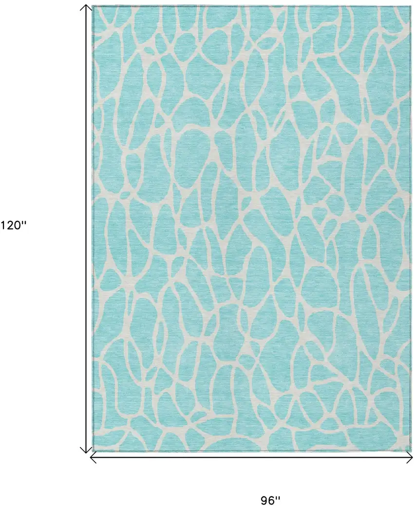 Aqua And Ivory Geometric Washable Indoor Outdoor Area Rug Photo 3