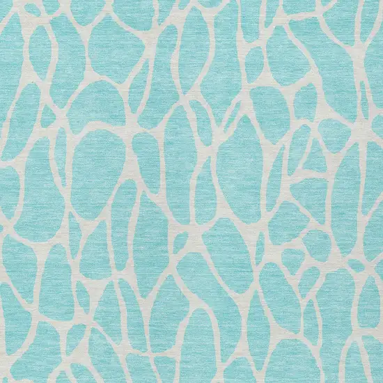 Aqua And Ivory Geometric Washable Indoor Outdoor Area Rug Photo 6