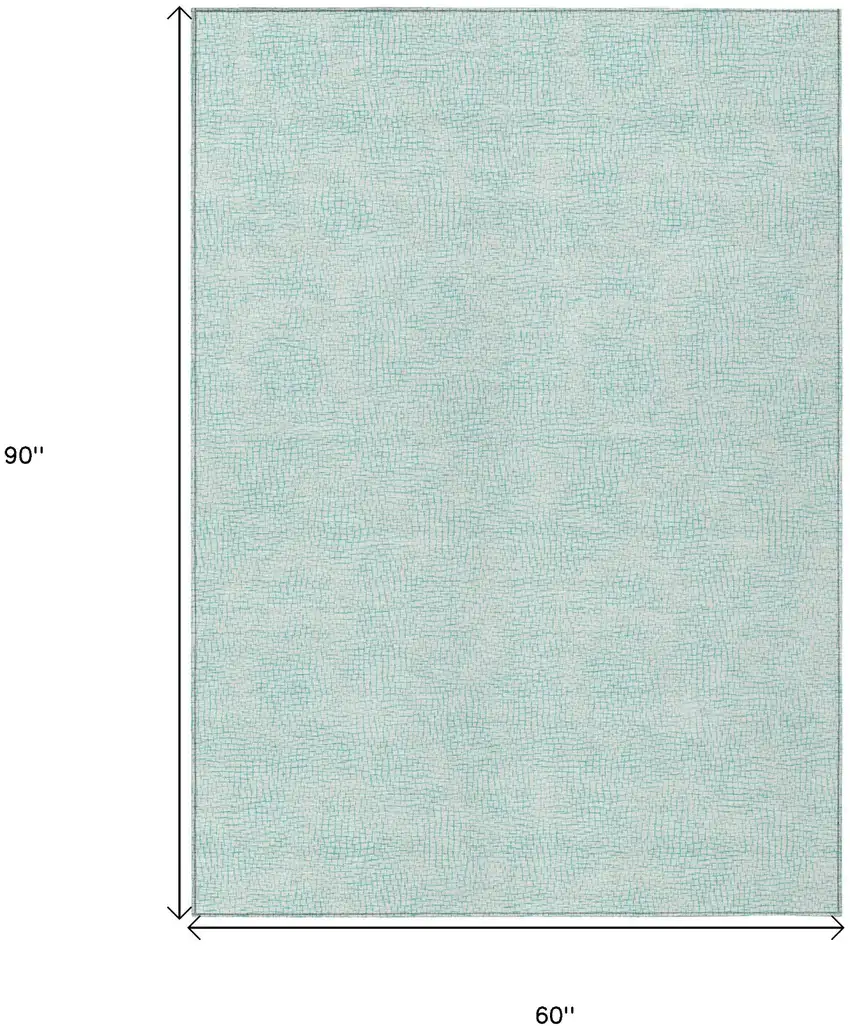 Aqua And Ivory Geometric Washable Indoor Outdoor Area Rug Photo 6