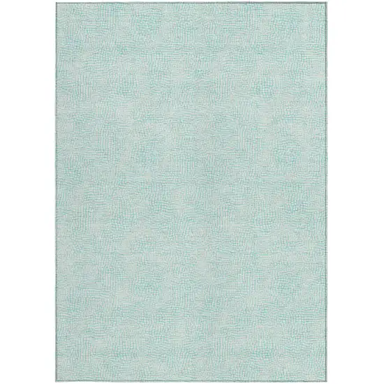 Aqua And Ivory Geometric Washable Indoor Outdoor Area Rug Photo 5