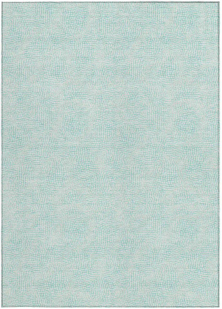 Aqua And Ivory Geometric Washable Indoor Outdoor Area Rug Photo 5