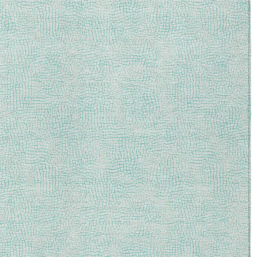 Aqua And Ivory Geometric Washable Indoor Outdoor Area Rug Photo 4
