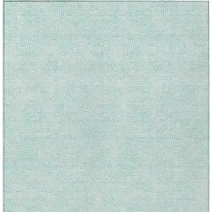 Photo of Aqua And Ivory Geometric Washable Indoor Outdoor Area Rug
