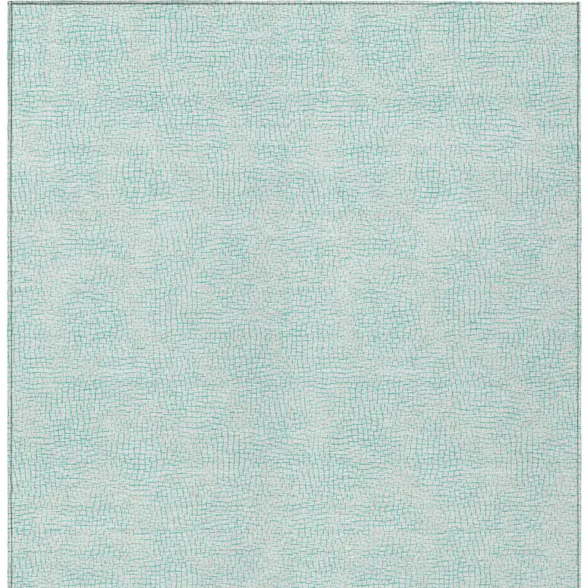 Aqua And Ivory Geometric Washable Indoor Outdoor Area Rug Photo 5