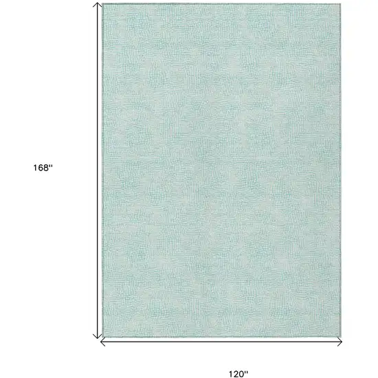 Aqua And Ivory Geometric Washable Indoor Outdoor Area Rug Photo 6