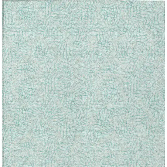 Aqua And Ivory Geometric Washable Indoor Outdoor Area Rug Photo 5