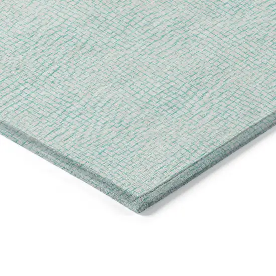Aqua And Ivory Geometric Washable Indoor Outdoor Area Rug Photo 3