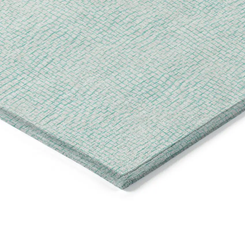 Aqua And Ivory Geometric Washable Indoor Outdoor Area Rug Photo 3