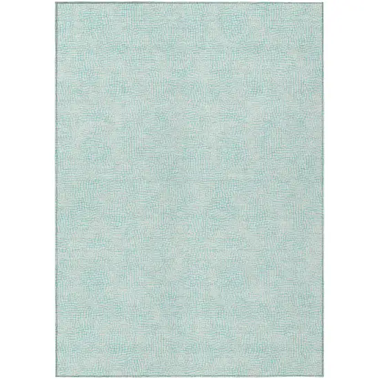 Aqua And Ivory Geometric Washable Indoor Outdoor Area Rug Photo 2