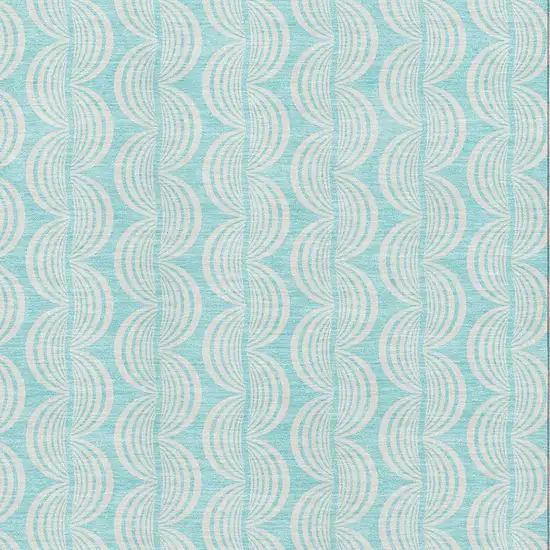Aqua And Ivory Ogee Washable Area Rug With UV Protection Photo 2