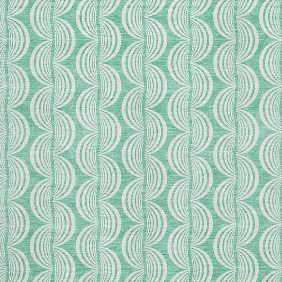 Aqua And Ivory Ogee Washable Area Rug With UV Protection Photo 2