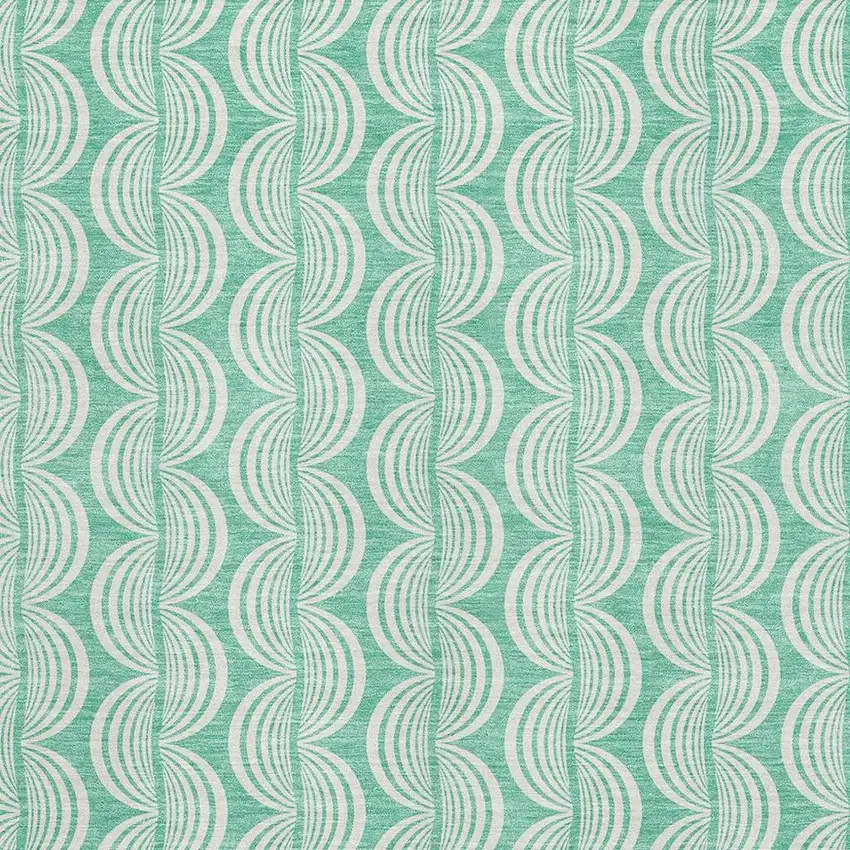 Aqua And Ivory Ogee Washable Area Rug With UV Protection Photo 2