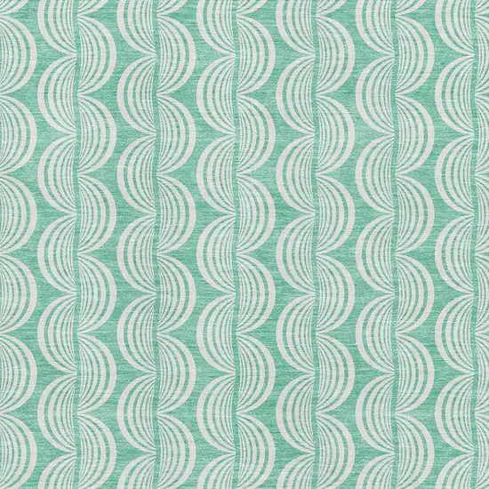 Aqua And Ivory Ogee Washable Area Rug With UV Protection Photo 2