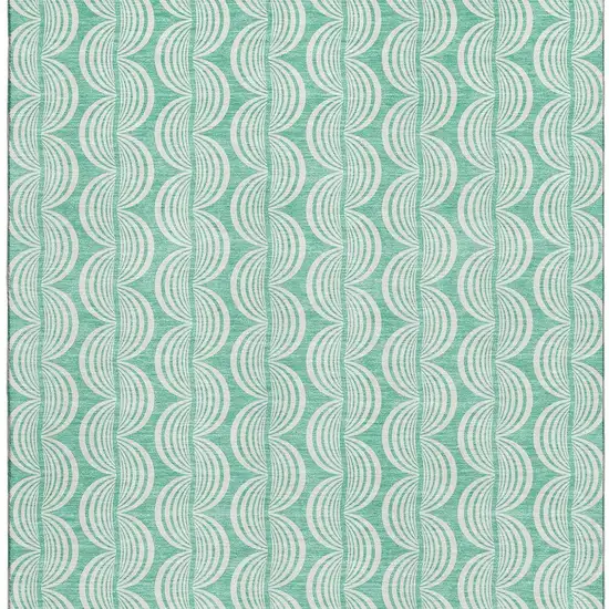 Aqua And Ivory Ogee Washable Area Rug With UV Protection Photo 3