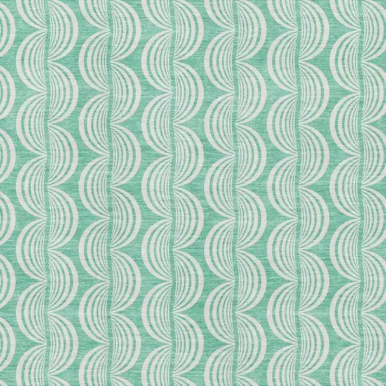 Aqua And Ivory Ogee Washable Area Rug With UV Protection Photo 2