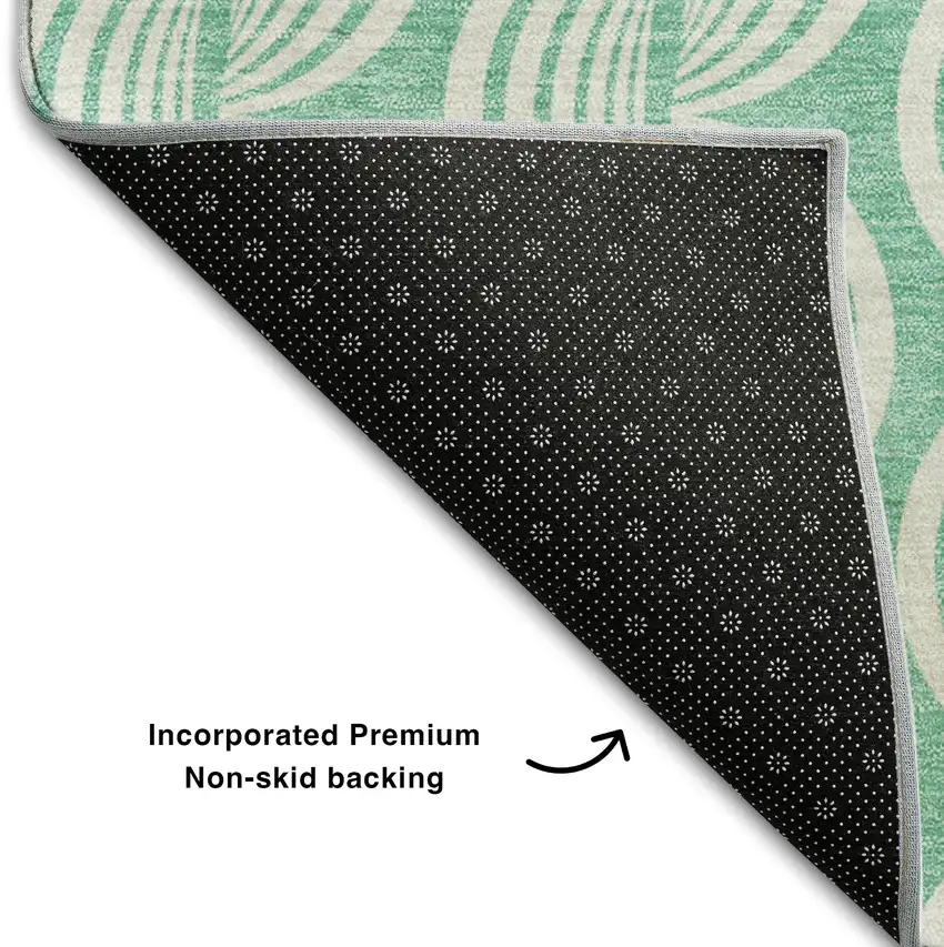 Aqua And Ivory Ogee Washable Area Rug With UV Protection Photo 6