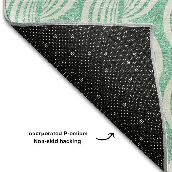 Aqua And Ivory Ogee Washable Area Rug With UV Protection Photo 6