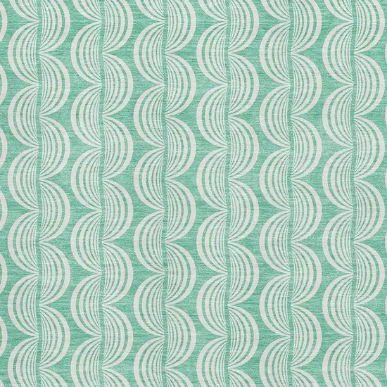 Aqua And Ivory Ogee Washable Area Rug With UV Protection Photo 2