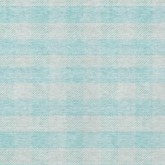 Aqua And Ivory Plaid Washable Indoor Outdoor Area Rug Photo 6