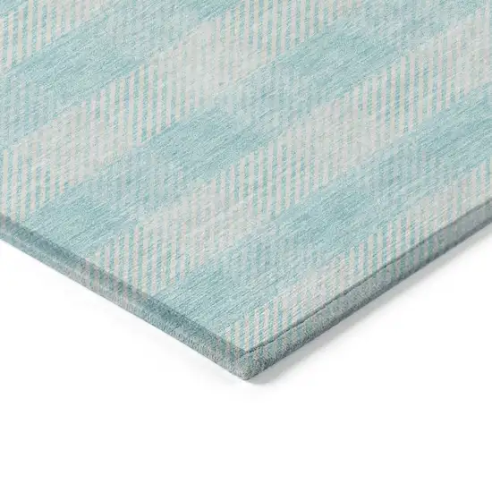 Aqua And Ivory Plaid Washable Indoor Outdoor Area Rug Photo 5