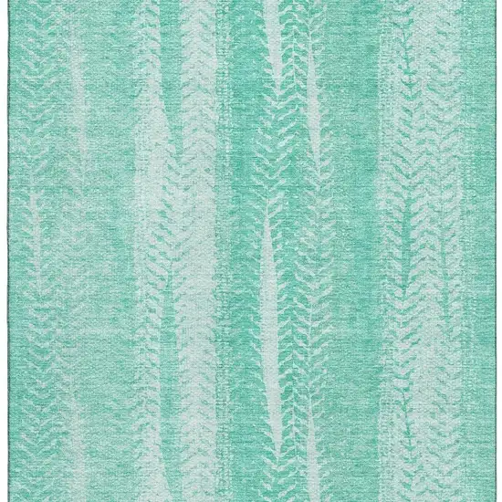 Aqua And Ivory Striped Washable Area Rug With UV Protection Photo 2