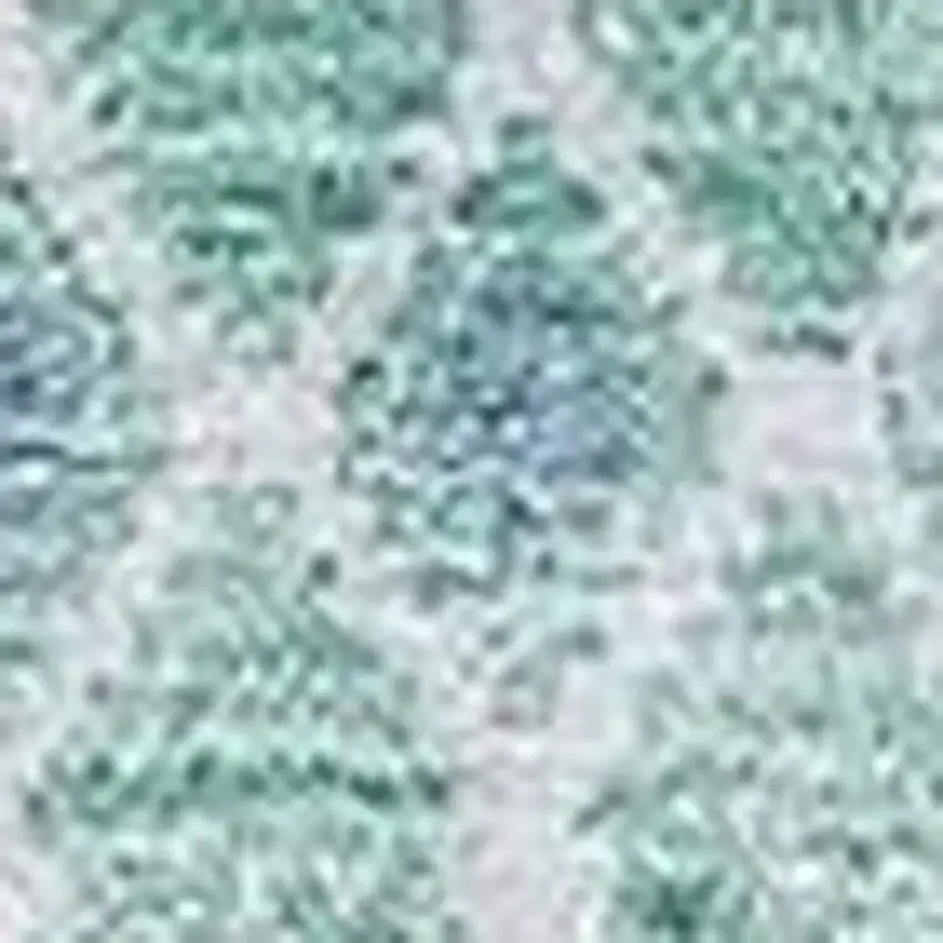 Aqua And Ivory Tribal Washable Area Rug With UV Protection Photo 5