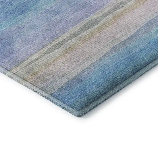 Aqua And Lavender Striped Washable Area Rug With UV Protection Photo 7