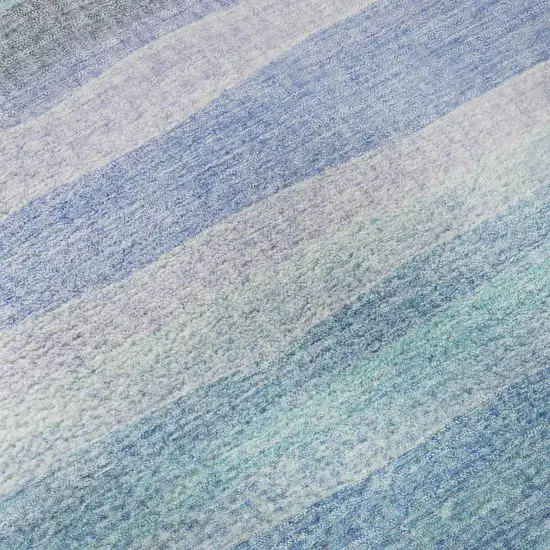 Aqua And Lavender Striped Washable Area Rug With UV Protection Photo 8