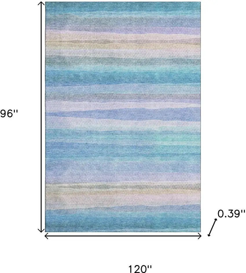 Aqua And Lavender Striped Washable Area Rug With UV Protection Photo 9