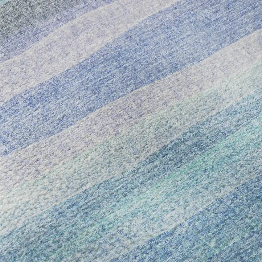 Aqua And Lavender Striped Washable Area Rug With UV Protection Photo 8