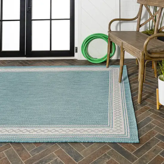 Aqua And Light Gray Indoor Outdoor Area Rug Photo 9